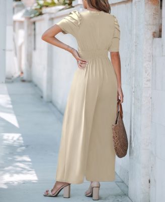Women's V-Neck Wide Leg Jumpsuit