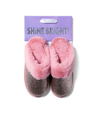 Cozyfoams Women's Glitter Scuff Slipper with Gift Bag