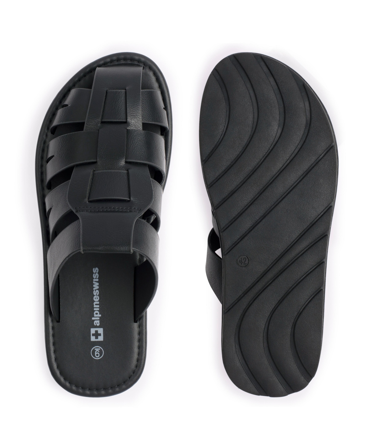 Alpine Swiss Men's Marlin Fisherman Slide Sandals Faux Leather Dressy