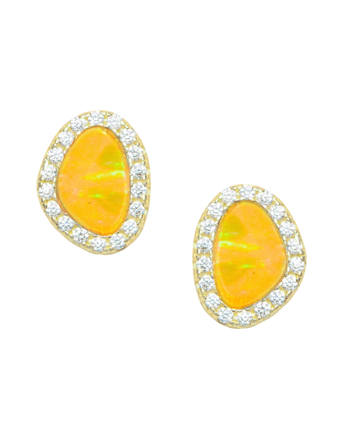 Kamaria Pebble Stud Earrings With Lab-grown Opal In 14k Gold Plated Sterling Silver