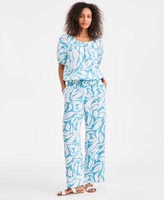 Style & Co - Women's Cotton Gauze Printed Pull-On Pants