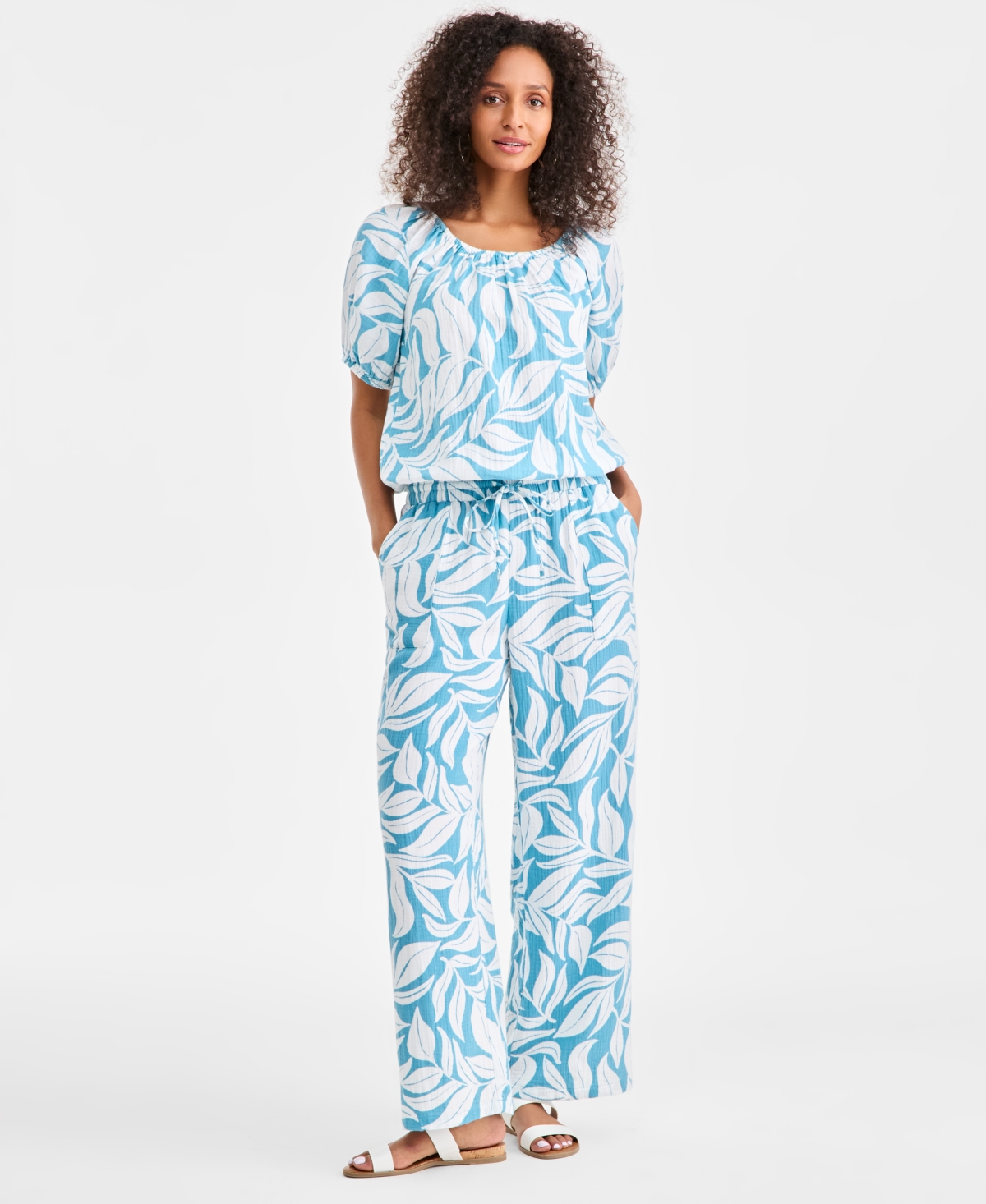 Style & Co Women's Printed Cotton Gauze Pull-On Pants, Macy's Exclusive