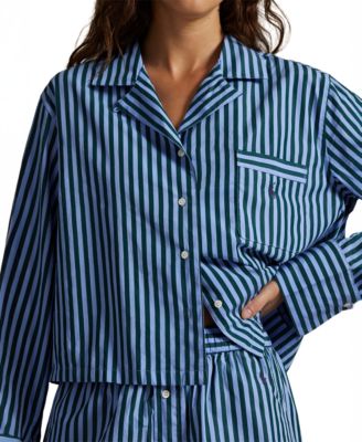 Women's 2-Piece Cropped Shirt and Boxer Shorts Pajama Set