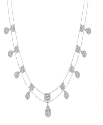 Diamond Round & Baguette Necklace (3-1/2 ct. t.w.) in 14K White Gold.