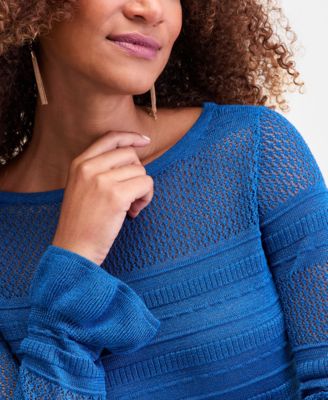 Women's Ruffled Pointelle Sweater, Macy's Exclusive