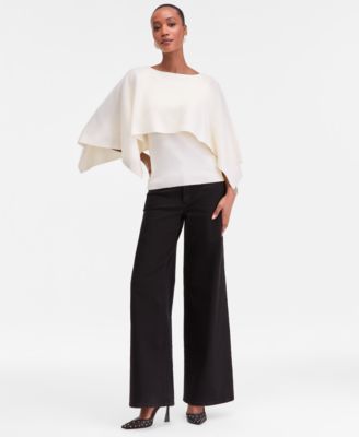 Women's Asymmetrical Cape Overlay Sweater, Macy's Exclusive
