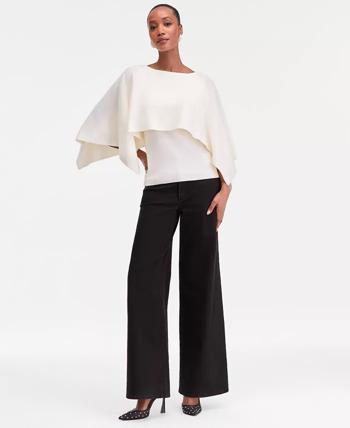 Women's Asymmetrical Cape Overlay Sweater - thumbnail 8
