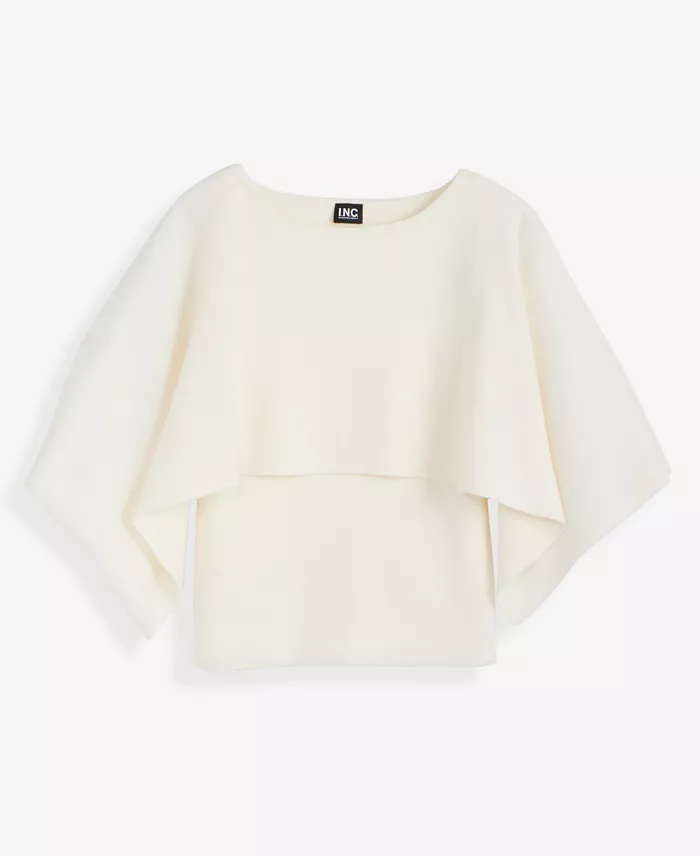 Women's Asymmetrical Cape Overlay Sweater - thumbnail 10