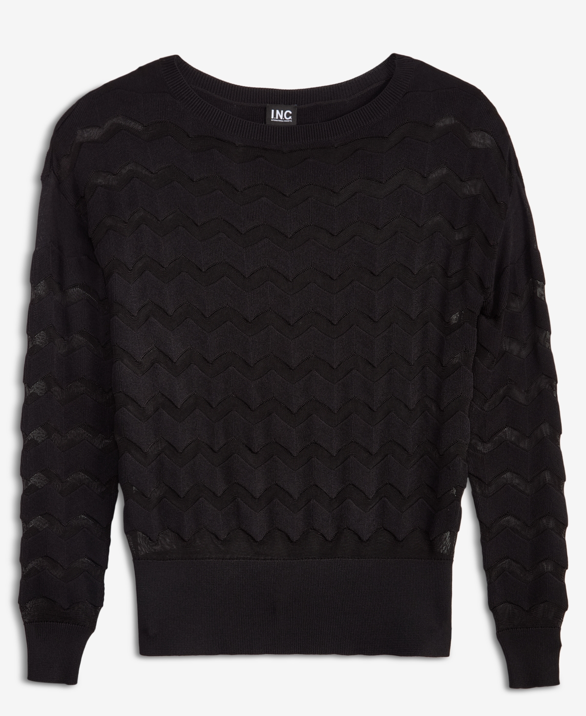Inc International Concepts Women's Chevron Stitch Boat-neck Sweater, Macy's Exclusive In Black