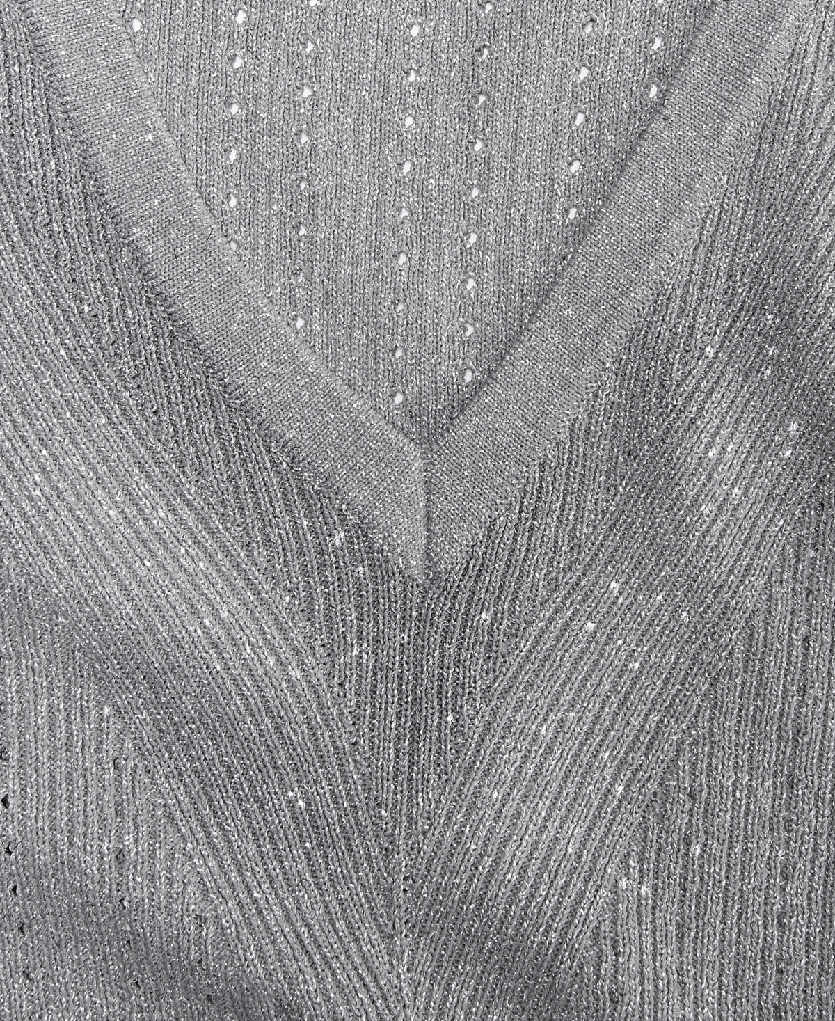 Inc International Concepts Women's Metallic-knit V-neck Sweater, Macy's Exclusive In Gray