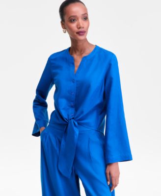 Women's Tie-Front Button-Up Blouse, Macy's Exclusive