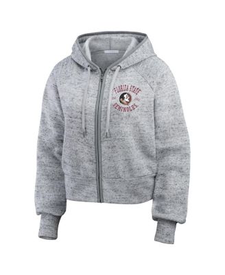 Women's Heather Gray Florida State Seminoles Wear Speckle Double-Hit Raglan Full-Zip Hoodie