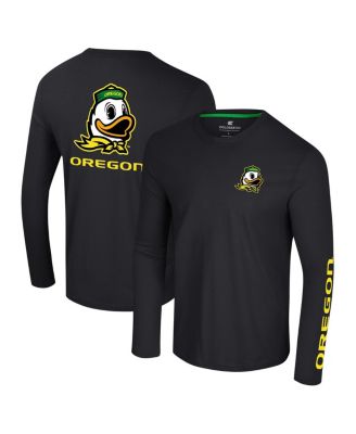 Colosseum - Men's Black Oregon Ducks Logo Lockup 3-Hit Active Blend Long Sleeve T-Shirt