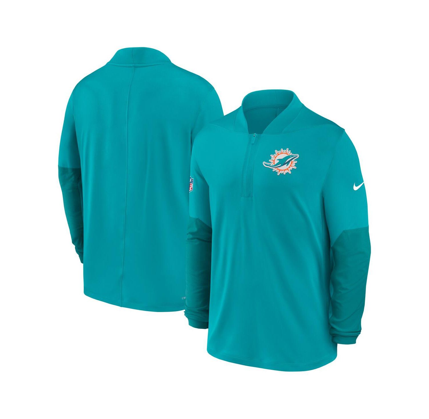 Men's Aqua Miami Dolphins Sideline Dri-FIT Half-Zip Pullover