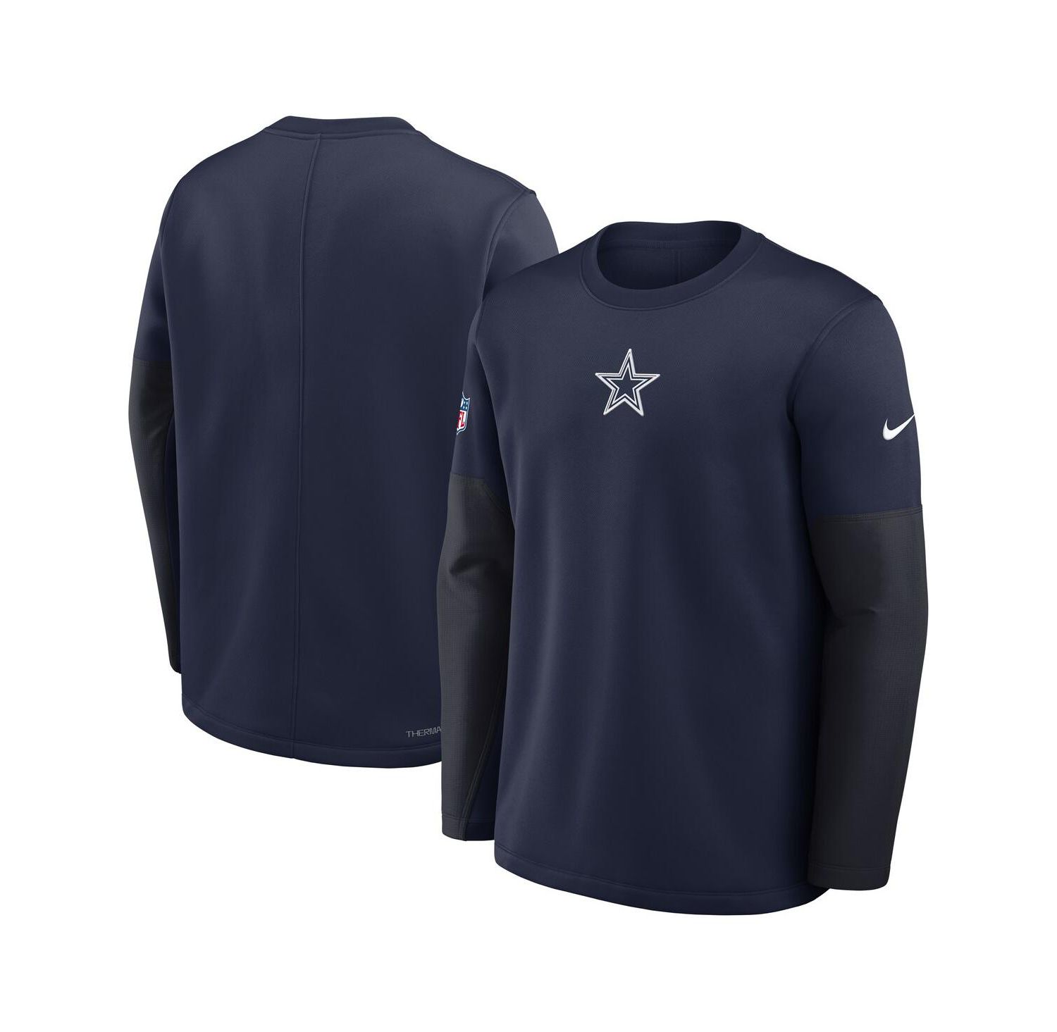 Men's Navy Dallas Cowboys Sideline Coach Therma-FIT Long Sleeve T-Shirt
