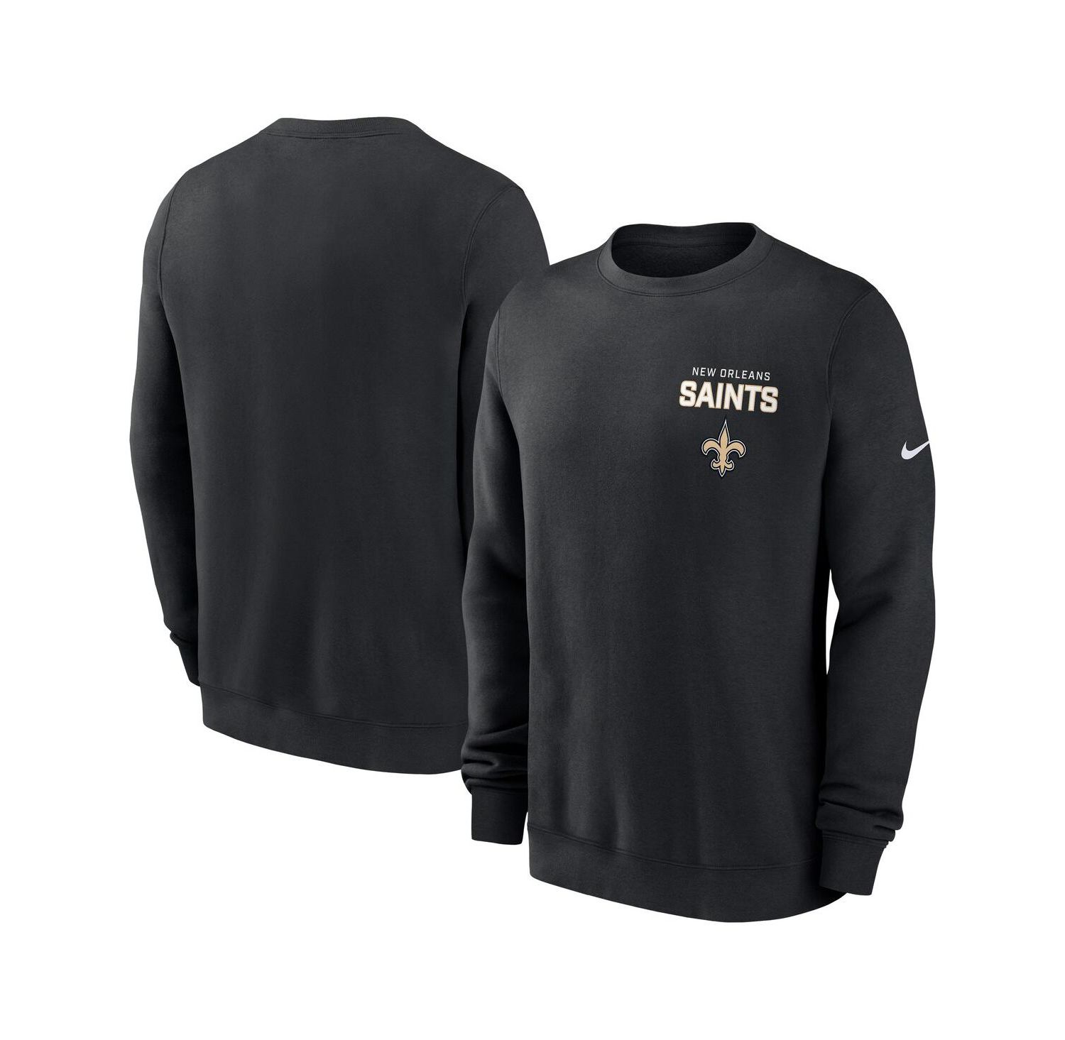Men's Black New Orleans Saints Primetime Club Fleece Pullover Sweatshirt