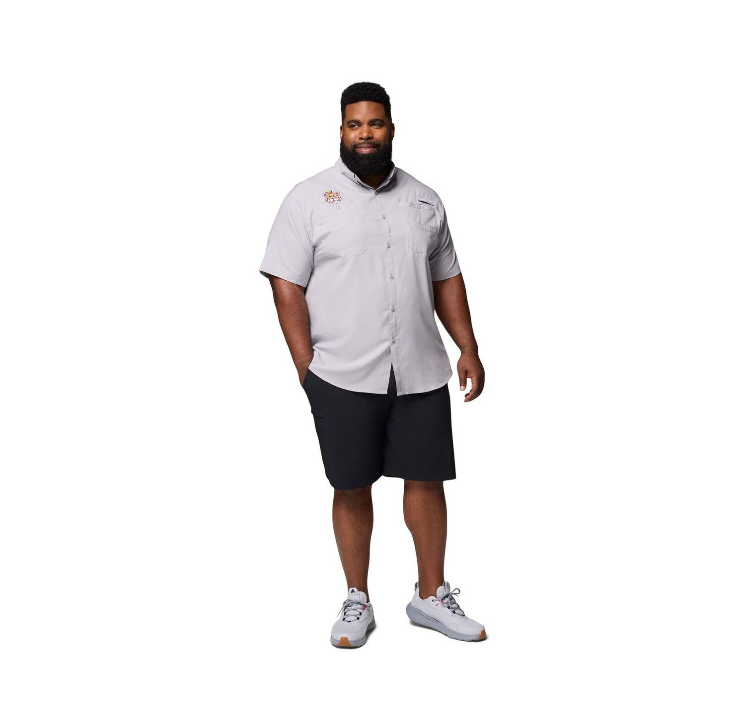 Men's Gray LSU Tigers Big & Tall Tamiami Omni-Shade Button-Down Shirt