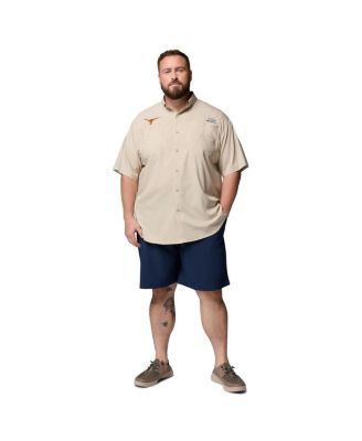 Men's Tan Texas Longhorns Big Tall Collegiate Tamiami Omni-Shade Full-Button Shirt
