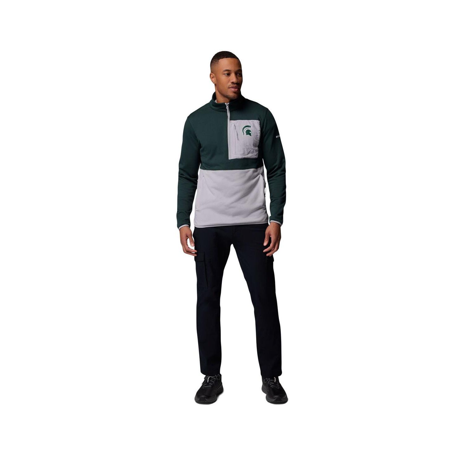 Men's Green/Gray Michigan State Spartans Hike Omni-Wick Half-Zip Pullover Sweatshirt