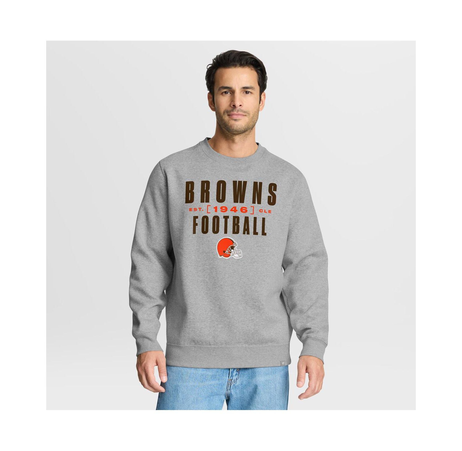 Men's Heather Gray Cleveland Browns Powerful Throw Legacy Pullover Sweatshirt