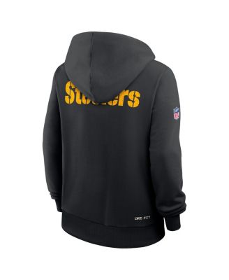 Women's Black Pittsburgh Steelers Sideline Standard Issue&nbsp;Initial Home&nbsp;Dri-FIT Hoodie