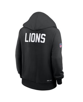 Women's Black Detroit Lions Throwback Sideline Standard Issue Dri-FIT Hoodie