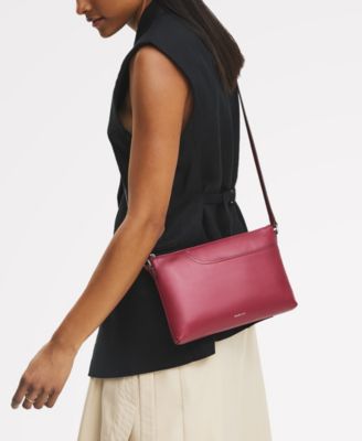 Pockets Small Smooth Leather Ziptop Crossbody Bag