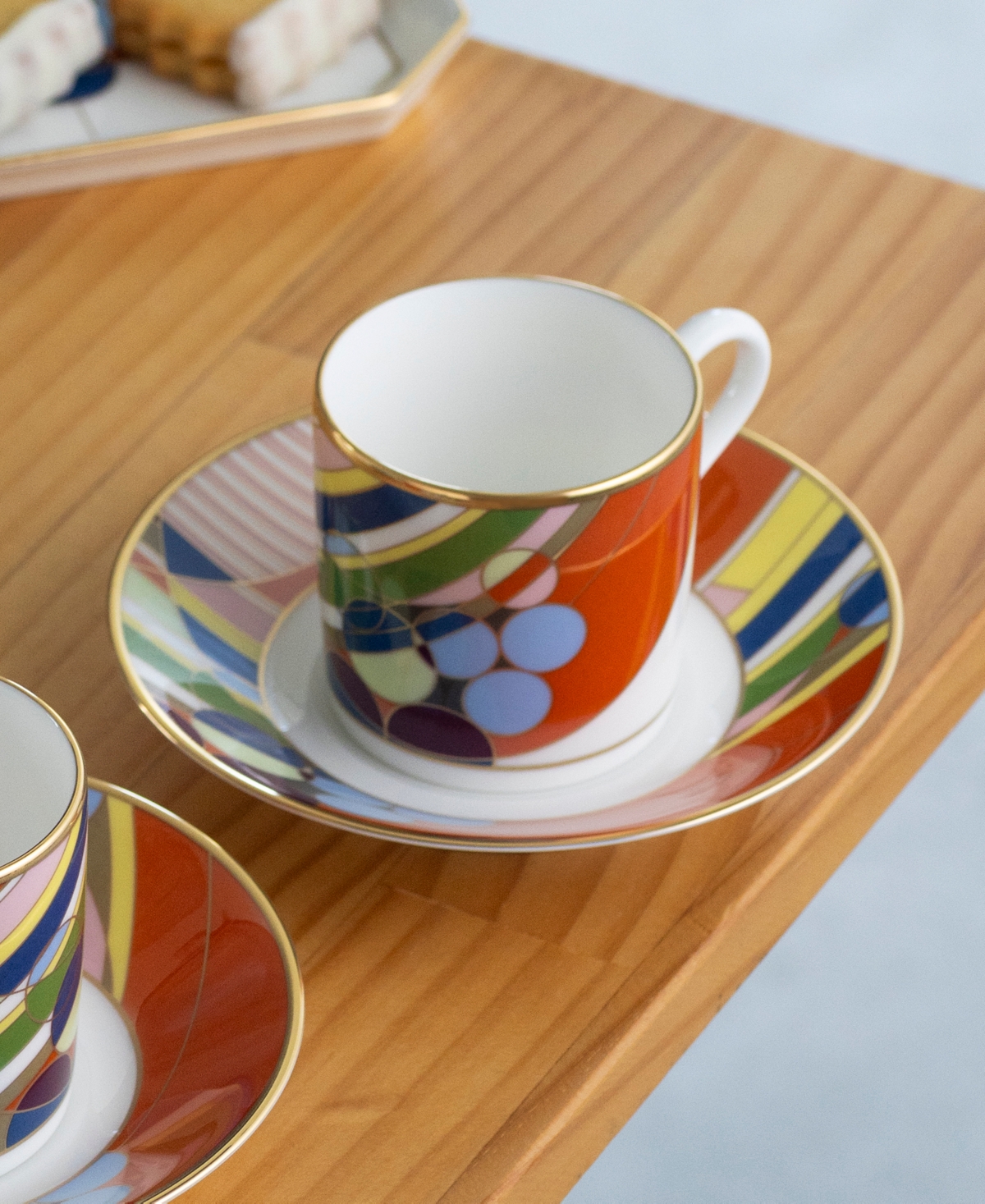 Noritake Frank Lloyd Wright March Balloons After Dinner Cup and Saucer, Set of 4