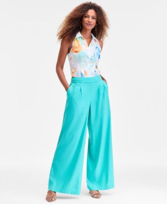 Women's High-Rise Pleated Pull-On Wide-Leg Pants, Macy's Exclusive
