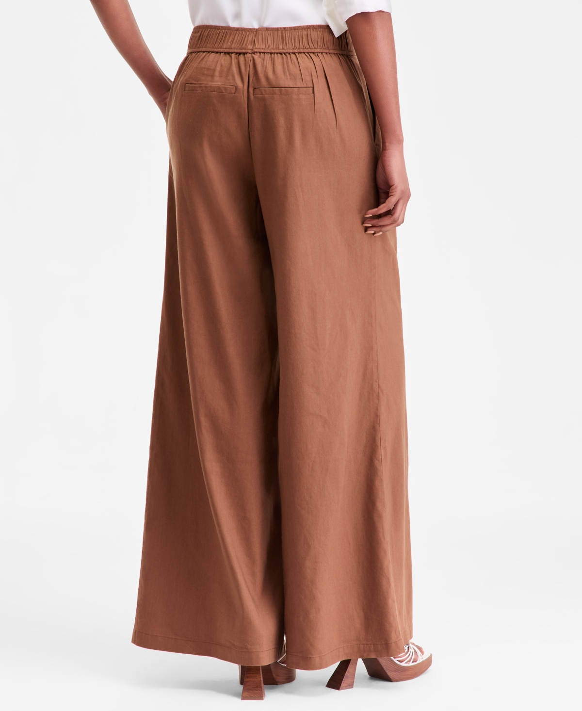 Inc International Concepts Women's High-rise Pleated Pull-on Wide-leg Pants, Macy's Exclusive In Brown