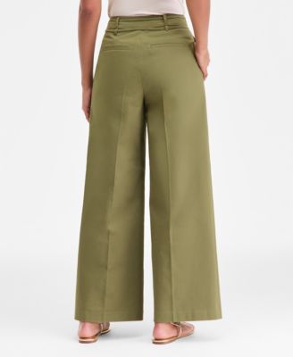 Women's Cotton Blend High-Rise Wide-Leg Pants, Macy's Exclusive