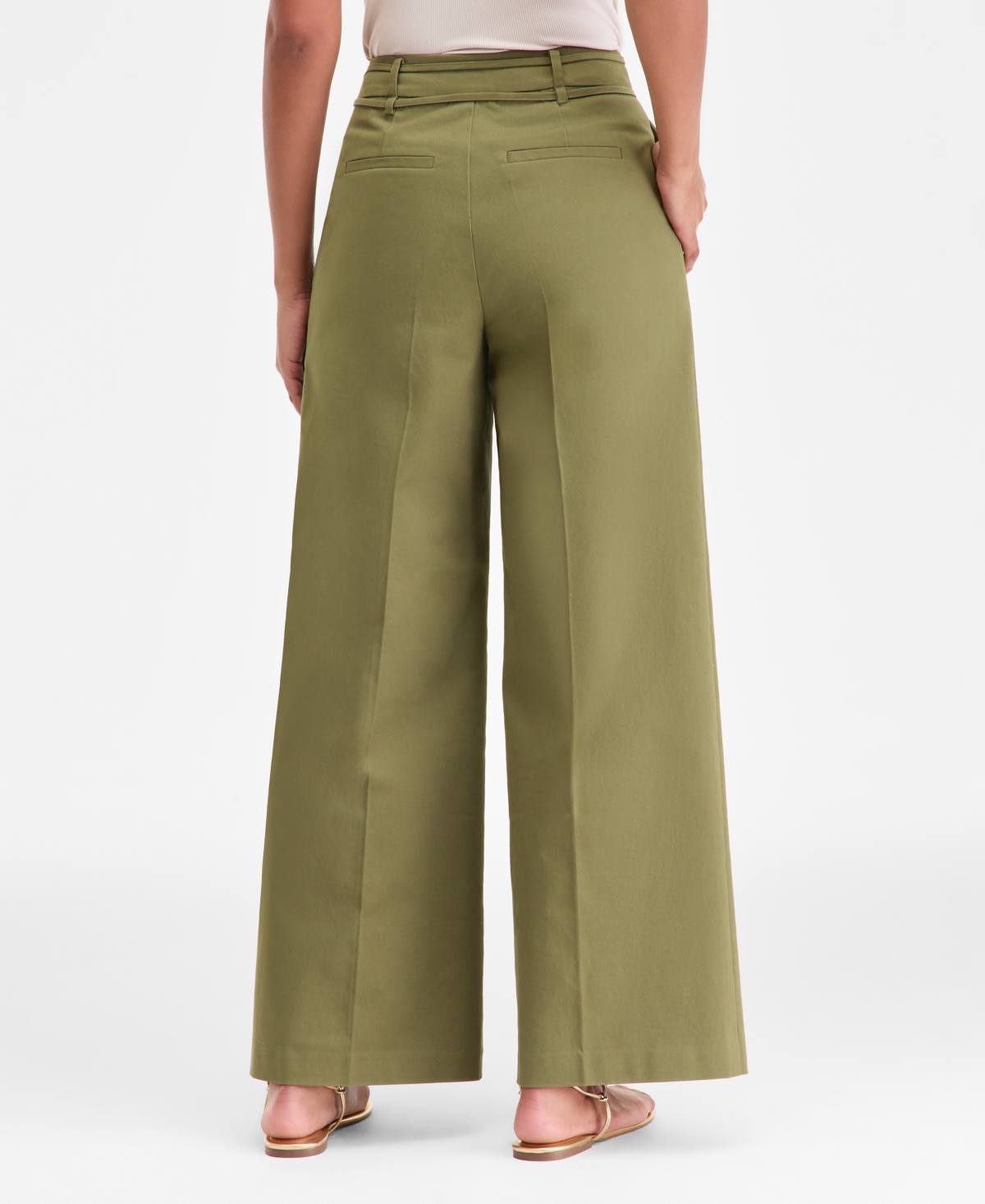 Inc International Concepts Women's High-rise Belted Wide-leg Pants, Macy's Exclusive In Green