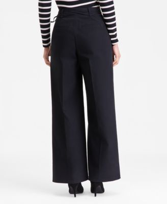Women's High-Rise Belted Wide-Leg Pants, Macy's Exclusive