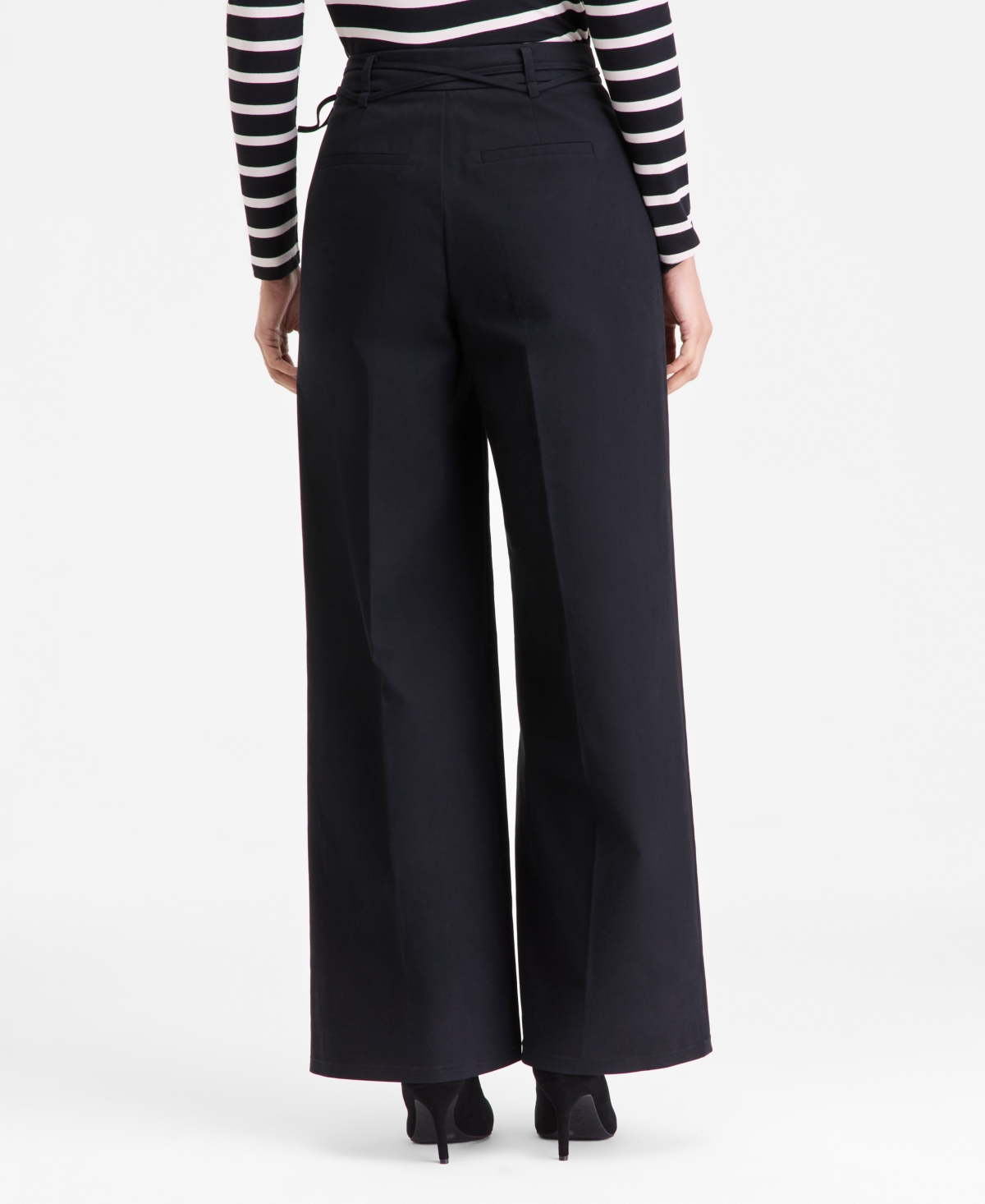 Inc International Concepts Women's High-rise Belted Wide-leg Pants, Macy's Exclusive In Black