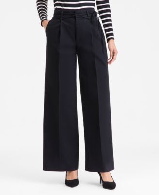 Women's High-Rise Belted Wide-Leg Pants, Macy's Exclusive