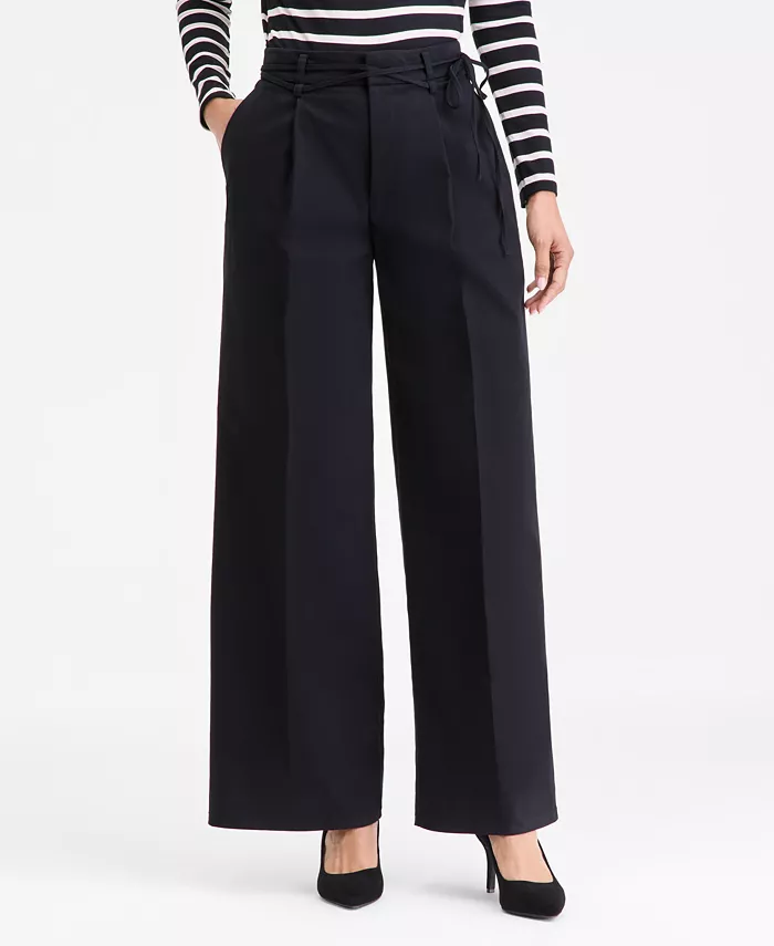 Women's Cotton Blend High-Rise Wide-Leg Pants - thumbnail 5