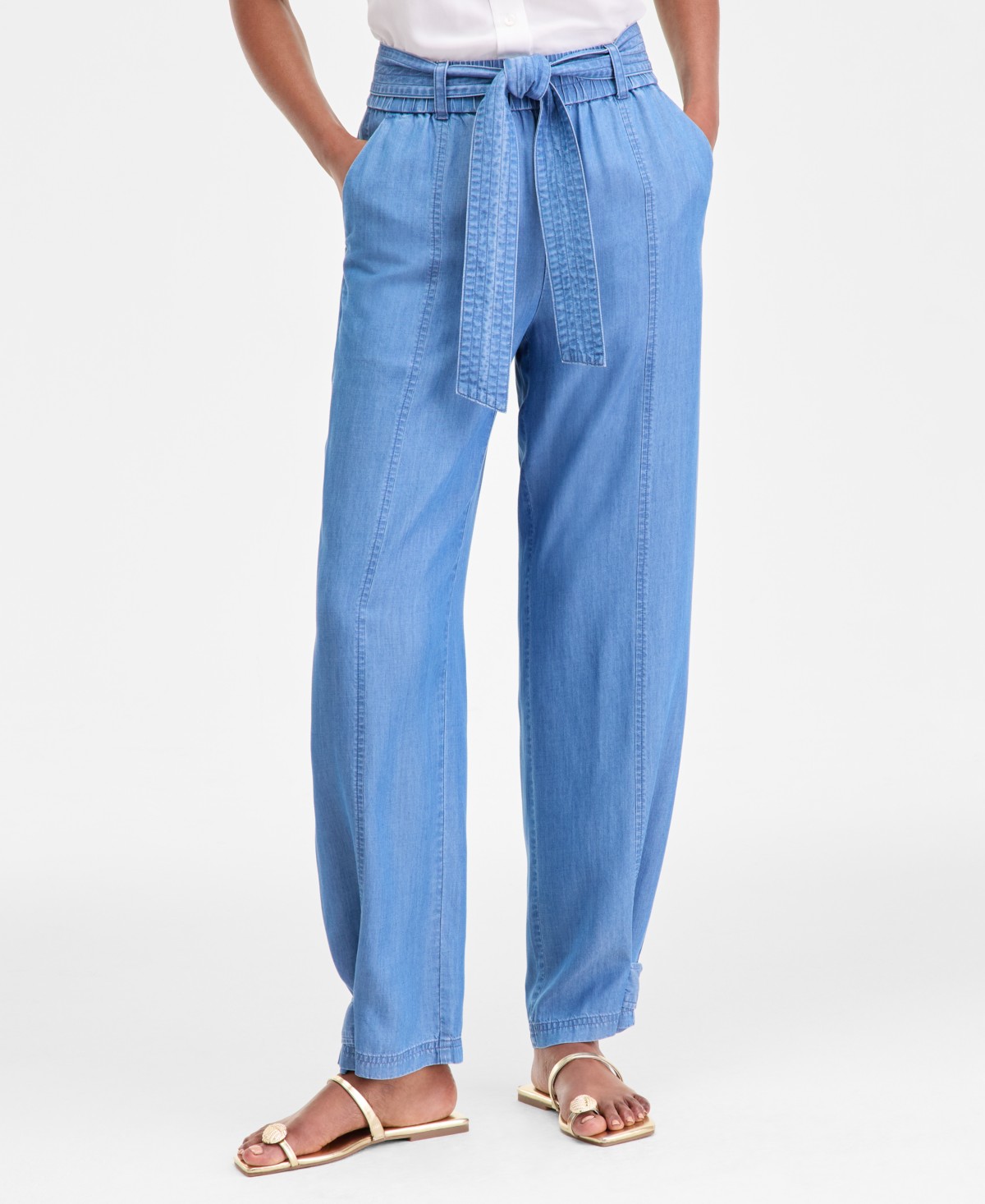 Женские брюки I.N.C. International Concepts Women's Tie-Waist Linen-Blend Pants — фото 1