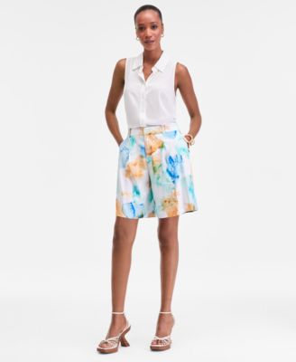 Women's High-Rise Pleated Bermuda Shorts, Macy's Exclusive