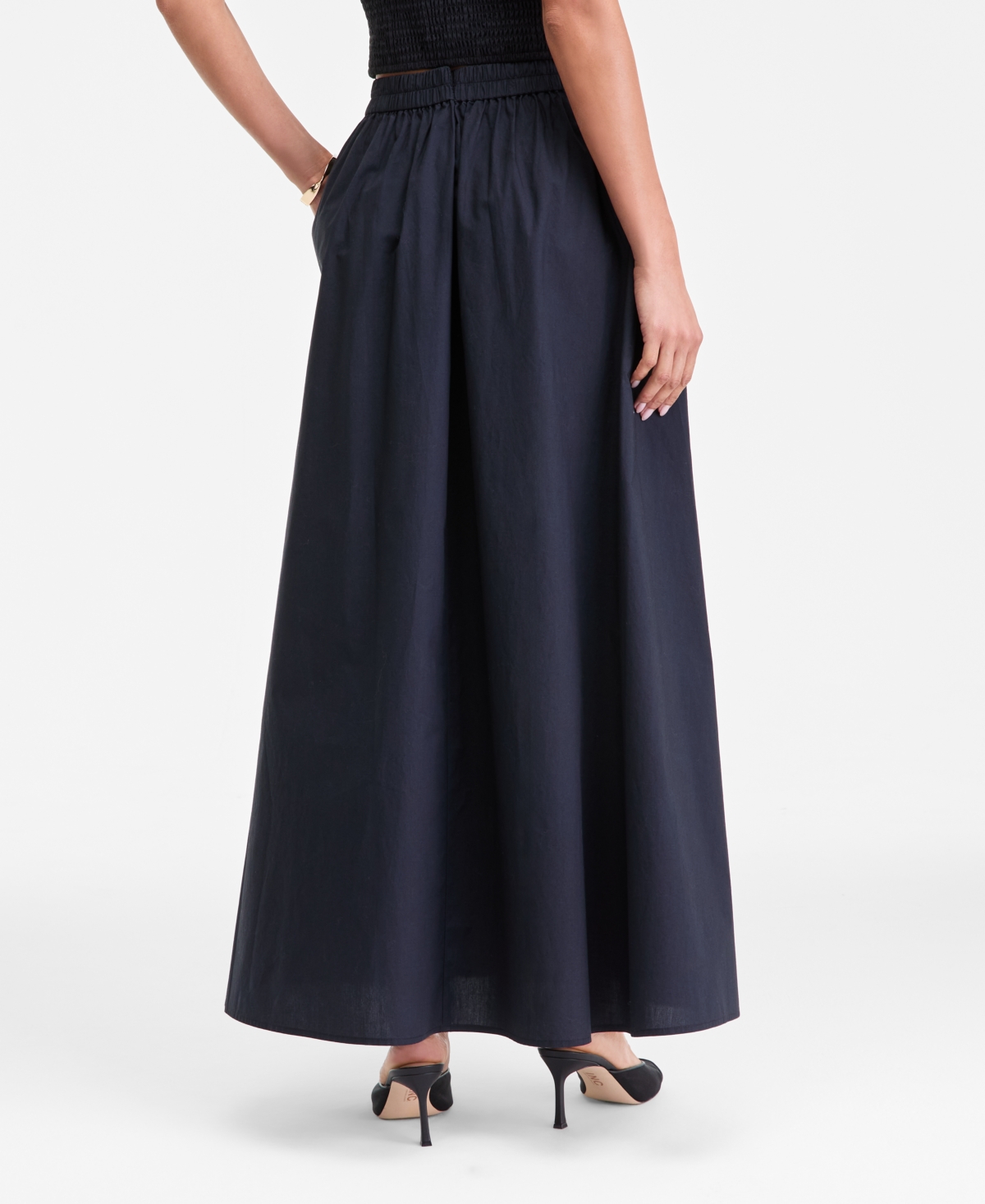 Inc International Concepts Women's Cotton Poplin Maxi Skirt, Macy's Exclusive In Black