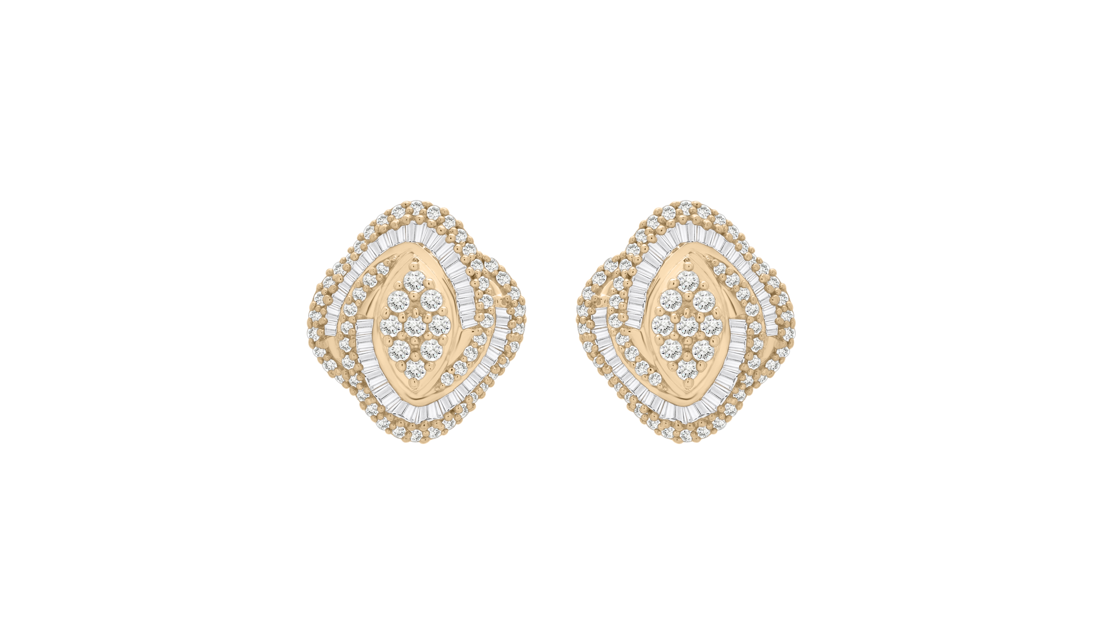 Wrapped in Love Diamond Round (0.76 ct. t.w.) and Baguette (0.24 ct. t.w.) Cluster Earrings in 14K Yellow Gold