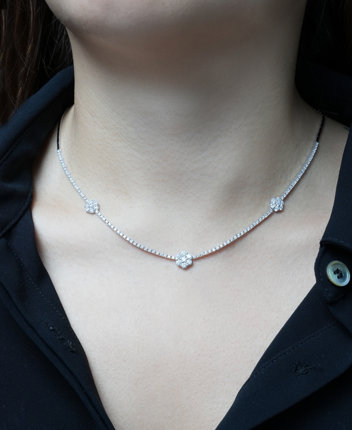 Wrapped in Love Diamond Tennis Flower Necklace (2.5 ct. t.w.) in 14K White Gold
