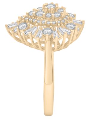 Diamond Baguette & Round Cluster Ring (1 ct. t.w.) in 14K Yellow Gold, Macy's Exclusive