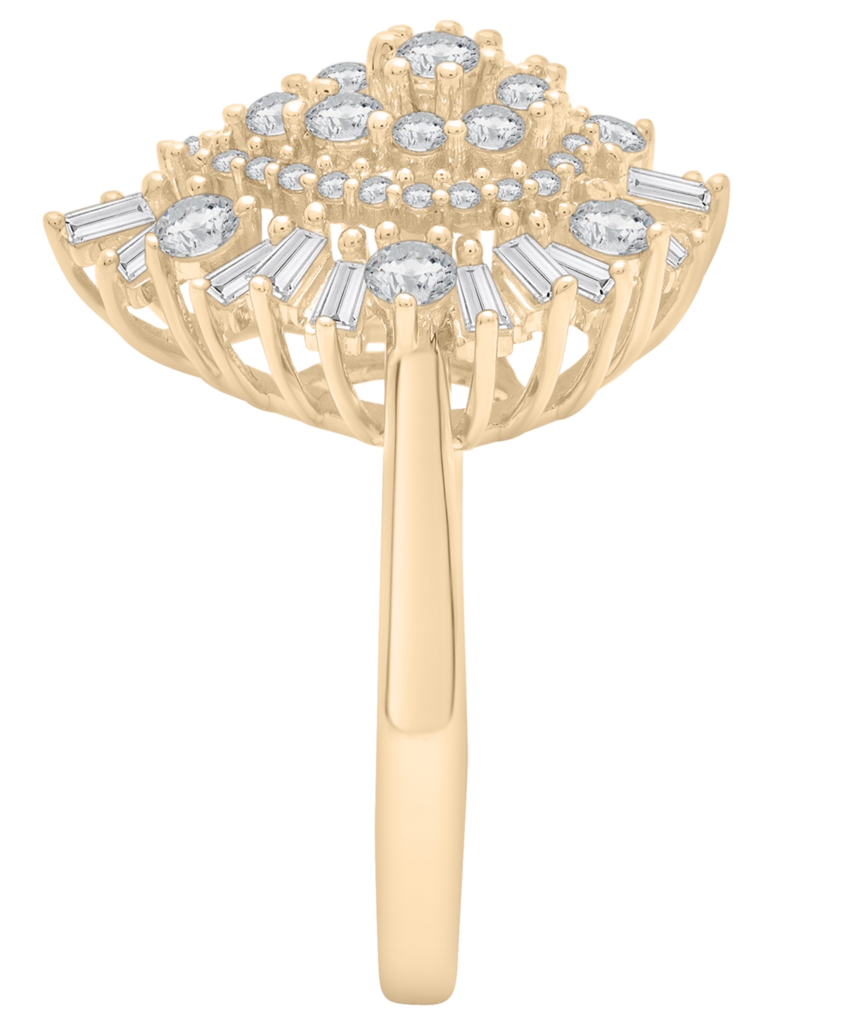 Wrapped In Love Diamond Round (0.72 Ct. T.w.) And Baguette (0.28 Ct. T.w.) Cluster Ring In 14k Yellow Gold In Gold