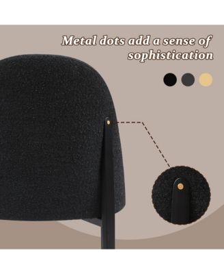 Minimalist 3-Piece Faux Marble Round Table with Black Boucle Armless Chair Dining Room Set for Kitchen