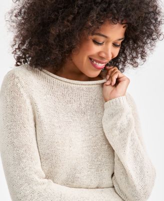 Women's Petite Boat Neck Tape Yarn Sweater, Macy's Exclusive