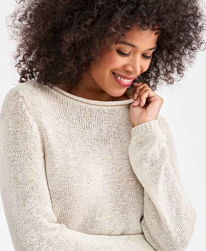 Women's Tape Yarn Roll Neck Sweater - thumbnail 7