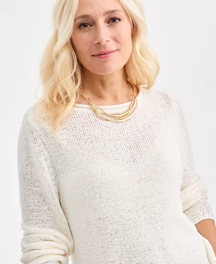 Women's Tape Yarn Roll Neck Sweater - thumbnail 3