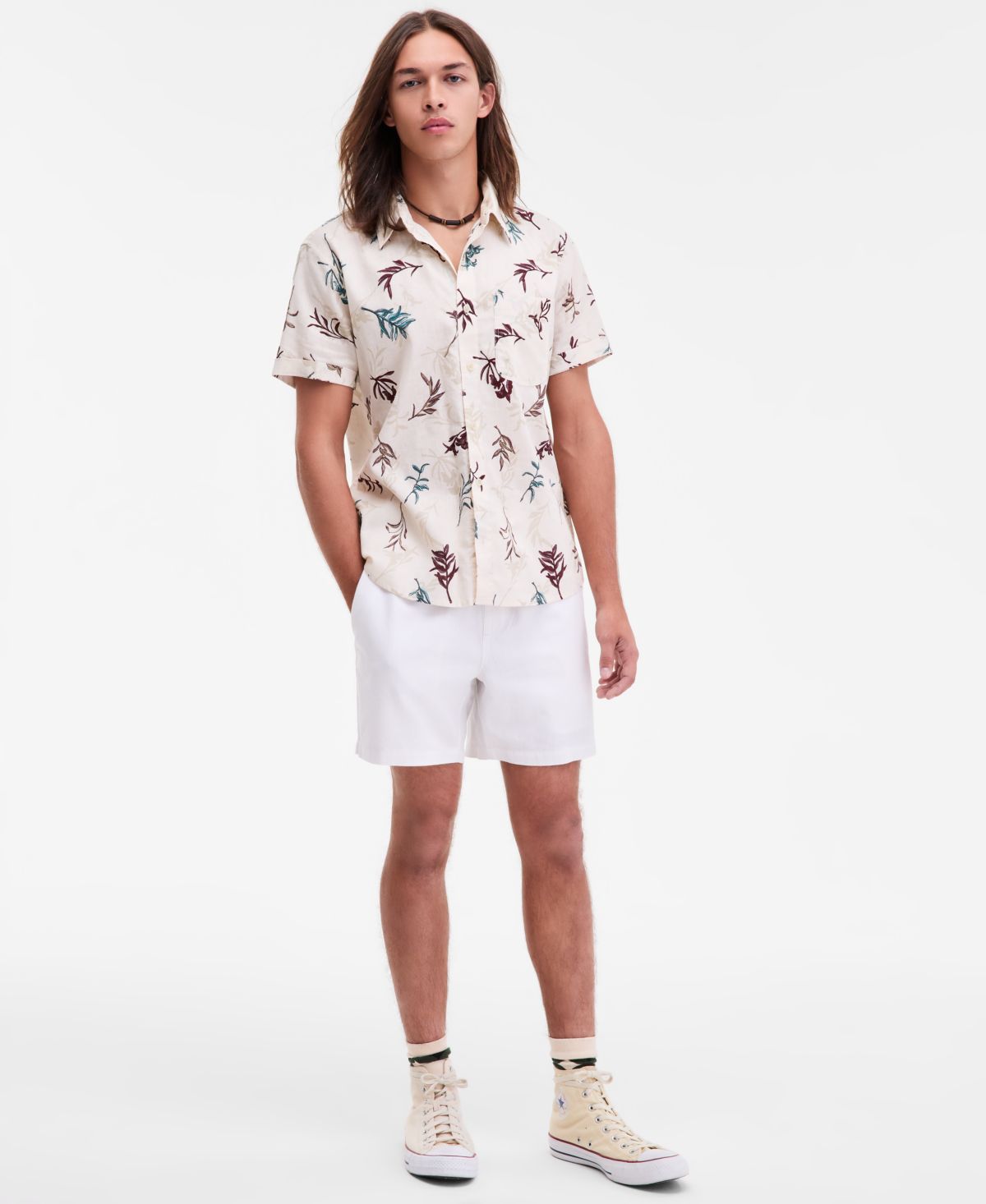 Мужские шорты из льняной смеси Chase Regular Fit 6 дюймов и рубашка Orion Leaf с коротким рукавом и пуговицами, эксклюзивные от Macy's