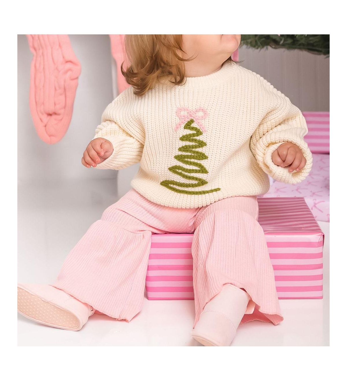 Sweet Wink Toddler Girls Coquette Christmas Tree Knit Sweater