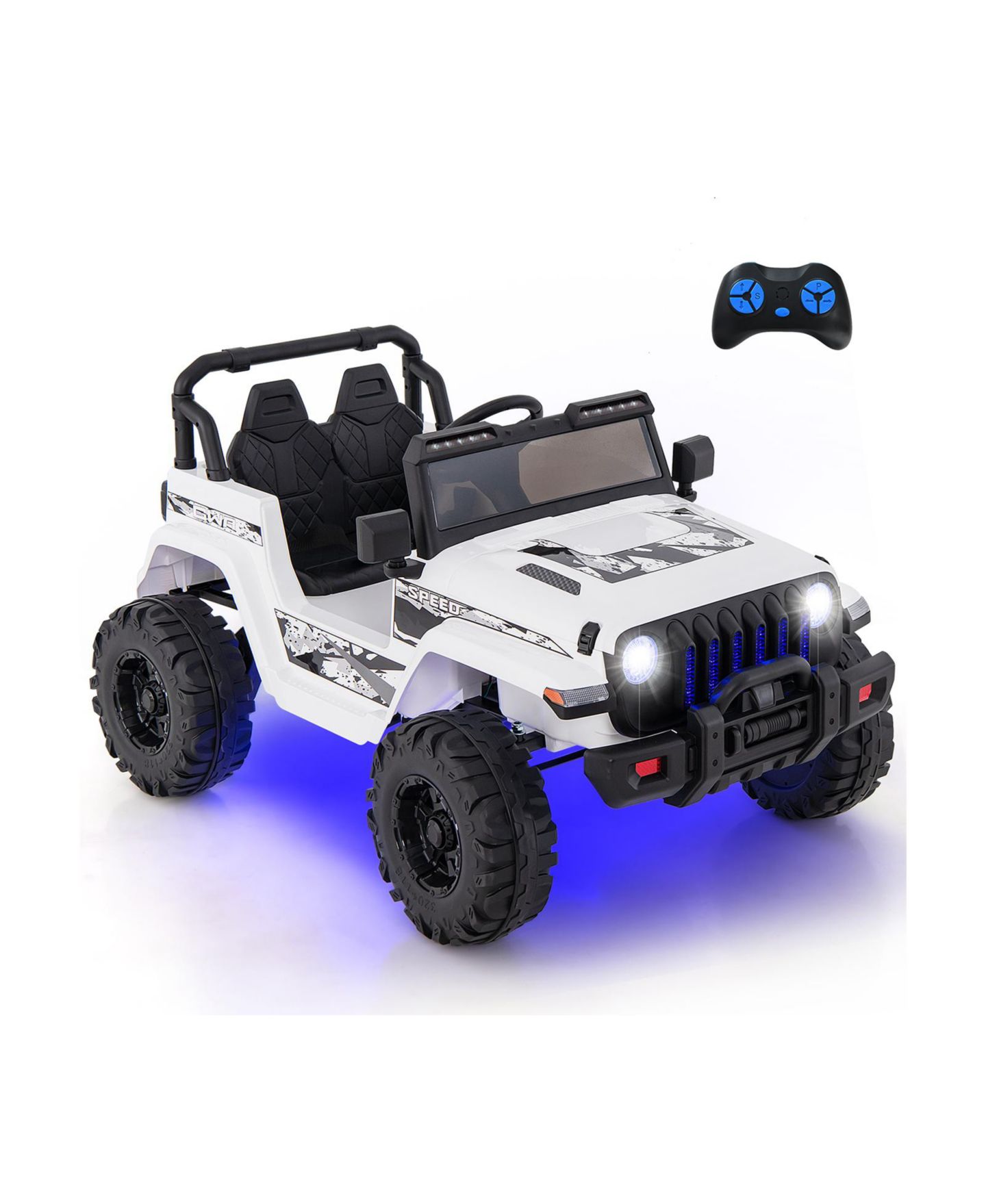 Детская игрушка HONGGE 12V Ride-On Jeep with Remote Control and LED Headlights, Ages 3+, цвет: Белый — фото 1